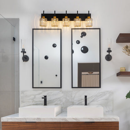 Appliques murales de salle de bain à cristaux, modernes et à intensité variable, avec abat-jours en cristal.