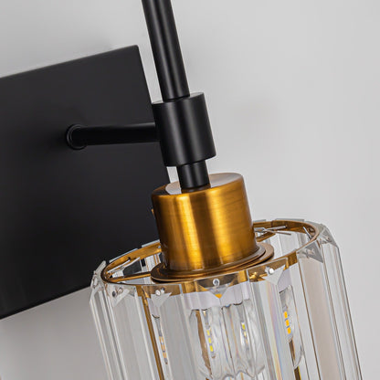 Appliques murales de salle de bain à cristaux, modernes et à intensité variable, avec abat-jours en cristal.