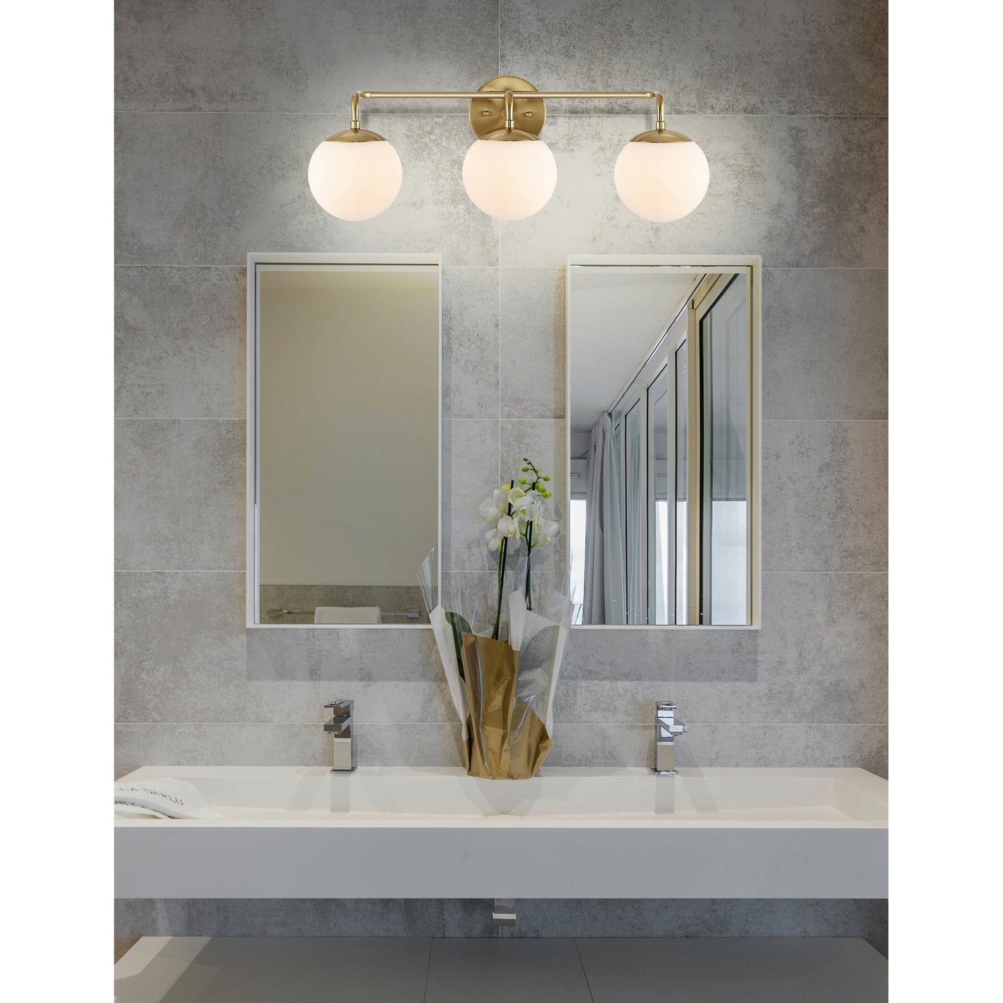 Globe Metal/Frosted Glass Modern LED Vanity, by JONATHAN Y