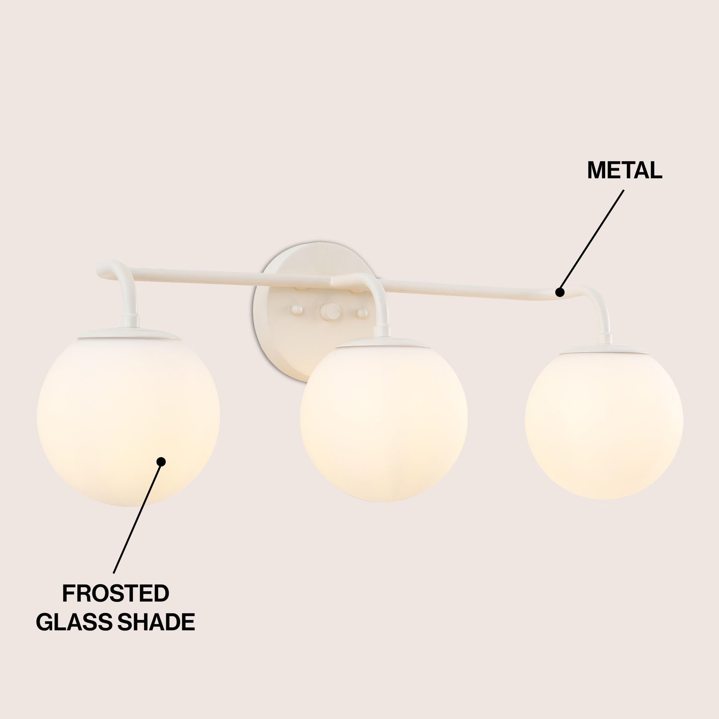 Globe Metal/Frosted Glass Modern LED Vanity, by JONATHAN Y