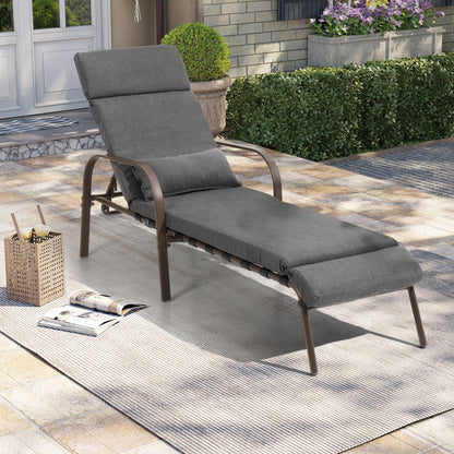 Chaise longue de jardin réglable pour extérieur avec coussin, pour plage ou bord de piscine