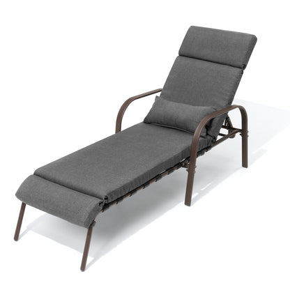 Chaise longue de jardin réglable pour extérieur avec coussin, pour plage ou bord de piscine