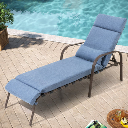Chaise longue de jardin réglable pour extérieur avec coussin, pour plage ou bord de piscine