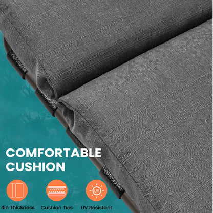 Chaise longue de jardin réglable pour extérieur avec coussin, pour plage ou bord de piscine