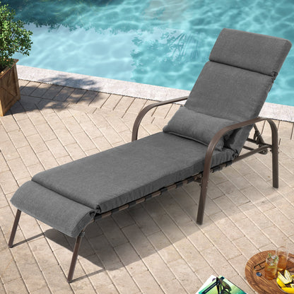 Chaise longue de jardin réglable pour extérieur avec coussin, pour plage ou bord de piscine