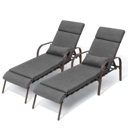 Chaise longue de jardin réglable pour extérieur avec coussin, pour plage ou bord de piscine