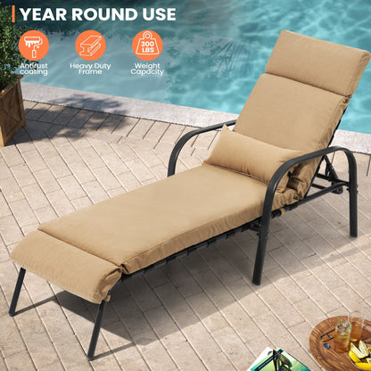 Chaise longue de jardin réglable pour extérieur avec coussin, pour plage ou bord de piscine