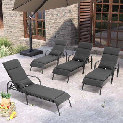 Chaise longue de jardin réglable pour extérieur avec coussin, pour plage ou bord de piscine