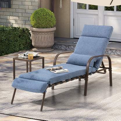 Chaise longue de jardin réglable pour extérieur avec coussin, pour plage ou bord de piscine