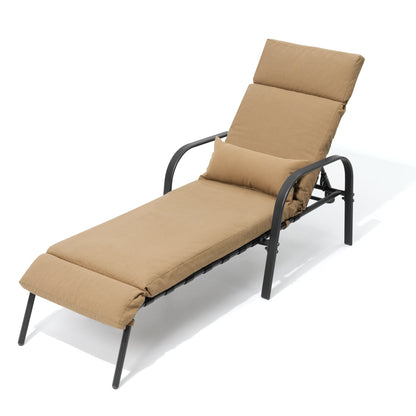 Chaise longue de jardin réglable pour extérieur avec coussin, pour plage ou bord de piscine