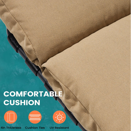 Chaise longue de jardin réglable pour extérieur avec coussin, pour plage ou bord de piscine