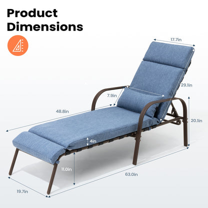 Chaise longue de jardin réglable pour extérieur avec coussin, pour plage ou bord de piscine