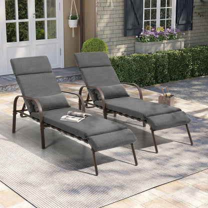 Chaise longue de jardin réglable pour extérieur avec coussin, pour plage ou bord de piscine