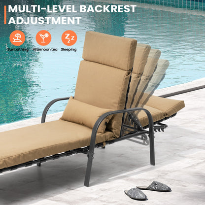 Chaise longue de jardin réglable pour extérieur avec coussin, pour plage ou bord de piscine