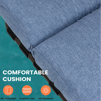 Chaise longue de jardin réglable pour extérieur avec coussin, pour plage ou bord de piscine