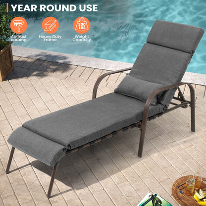 Chaise longue de jardin réglable pour extérieur avec coussin, pour plage ou bord de piscine