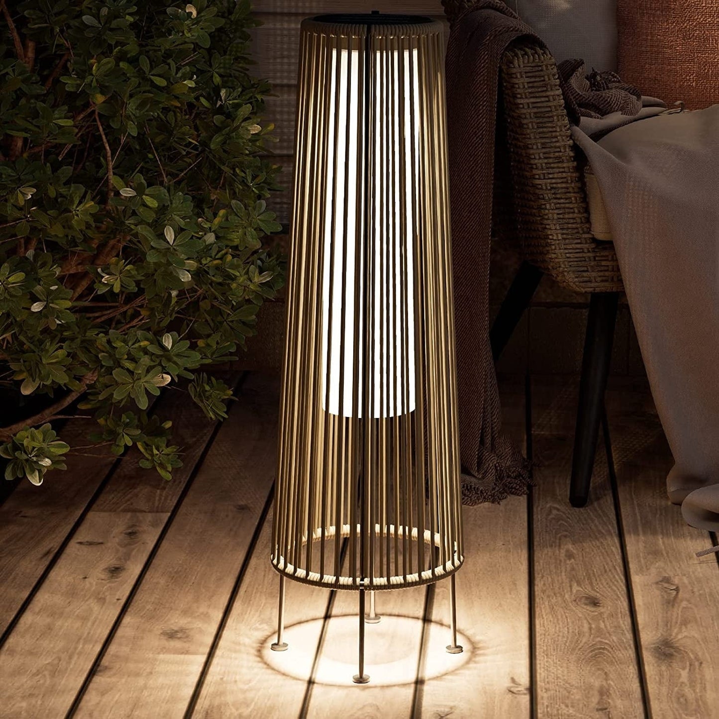 Lot de 2 lampes solaires d'extérieur, lampes solaires en osier pour terrasse, résistantes aux intempéries, étanches, pour véranda, jardin, cour.