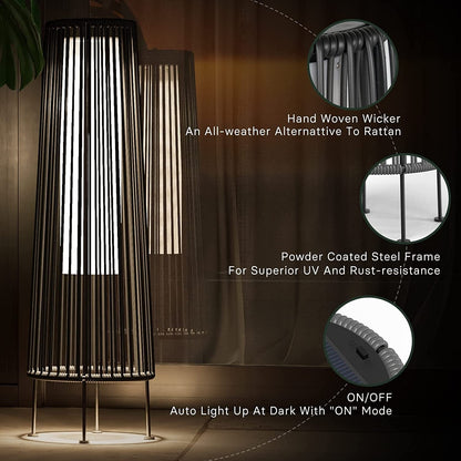 Lot de 2 lampes solaires d'extérieur, lampes solaires en osier pour terrasse, résistantes aux intempéries, étanches, pour véranda, jardin, cour.