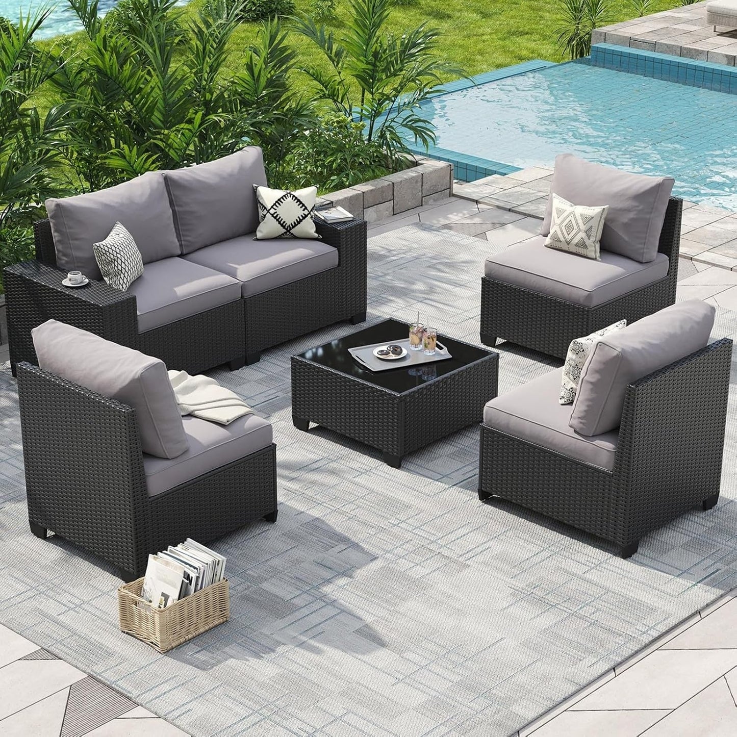 Outdoor Patio Furniture Sets with 4in Thicken Cushion