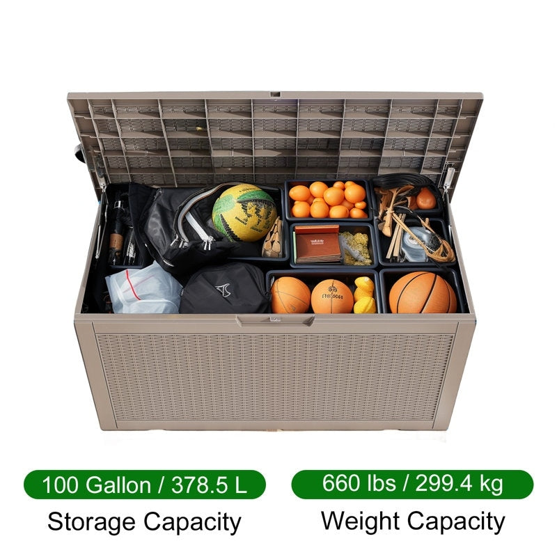 Outdoor Patio Storage Resin Lockable Deck Box