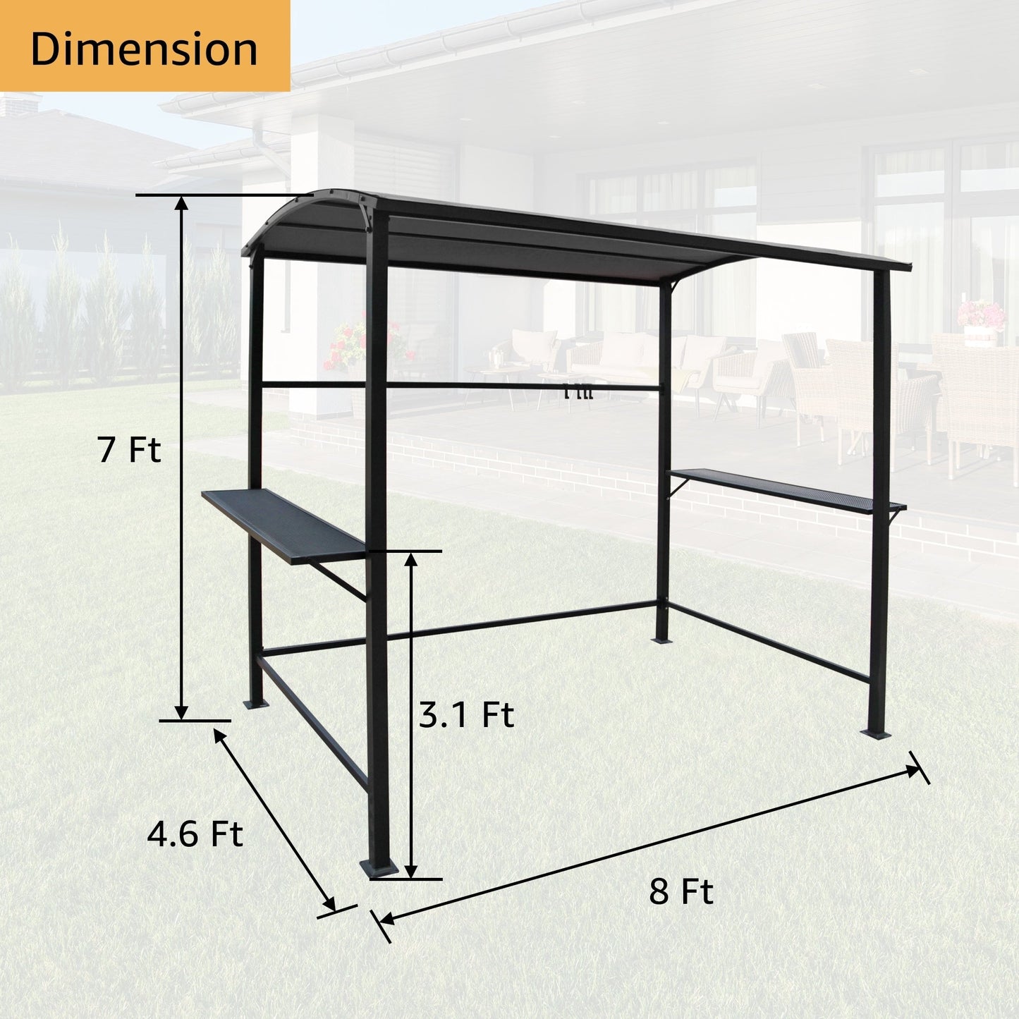 Abri de barbecue, tonnelle pour barbecue, avec cadre en acier, pour extérieur, 5 pi x 8 pi
