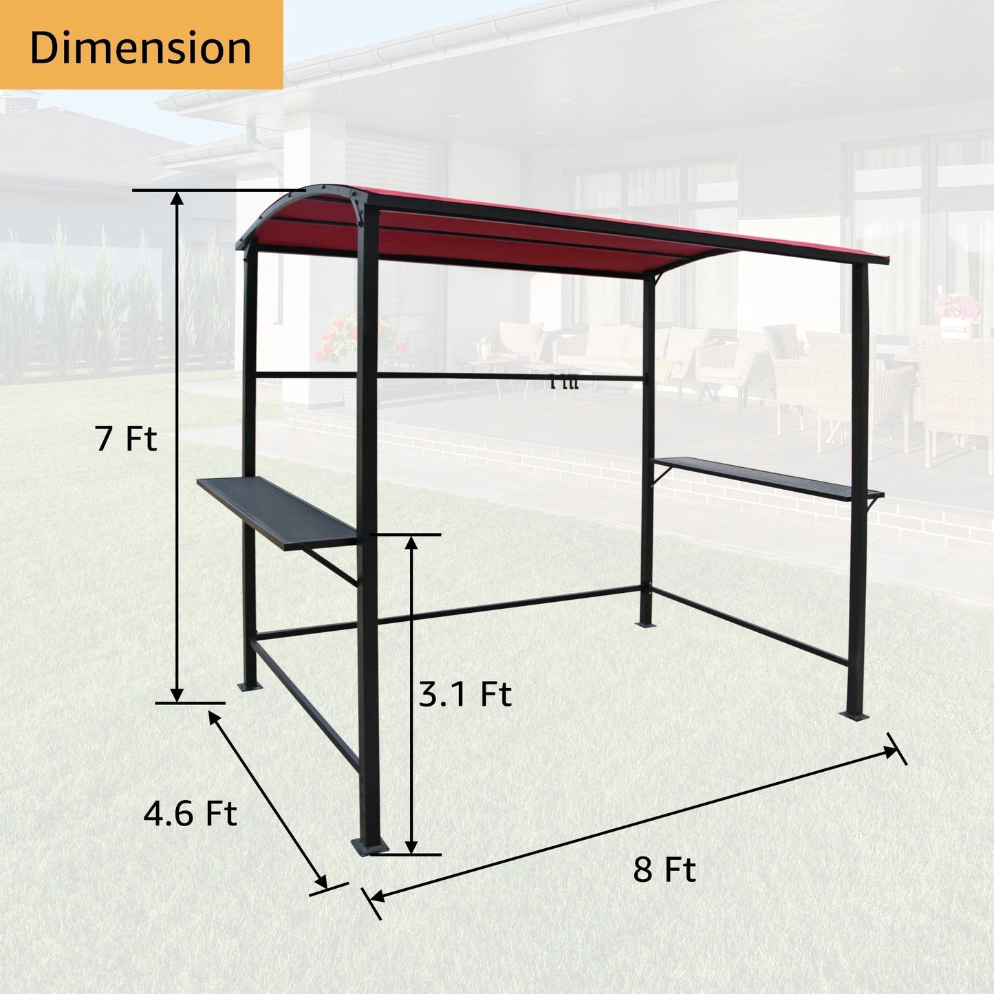 Abri de barbecue, tonnelle pour barbecue, avec cadre en acier, pour extérieur, 5 pi x 8 pi