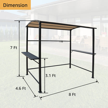Abri de barbecue, tonnelle pour barbecue, avec cadre en acier, pour extérieur, 5 pi x 8 pi