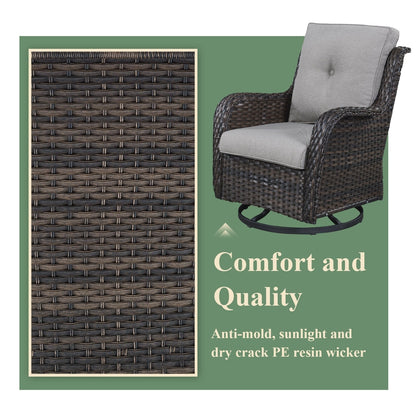 Gymojoy Chaise longue d'extérieur en osier avec base pivotante (lot de 2)