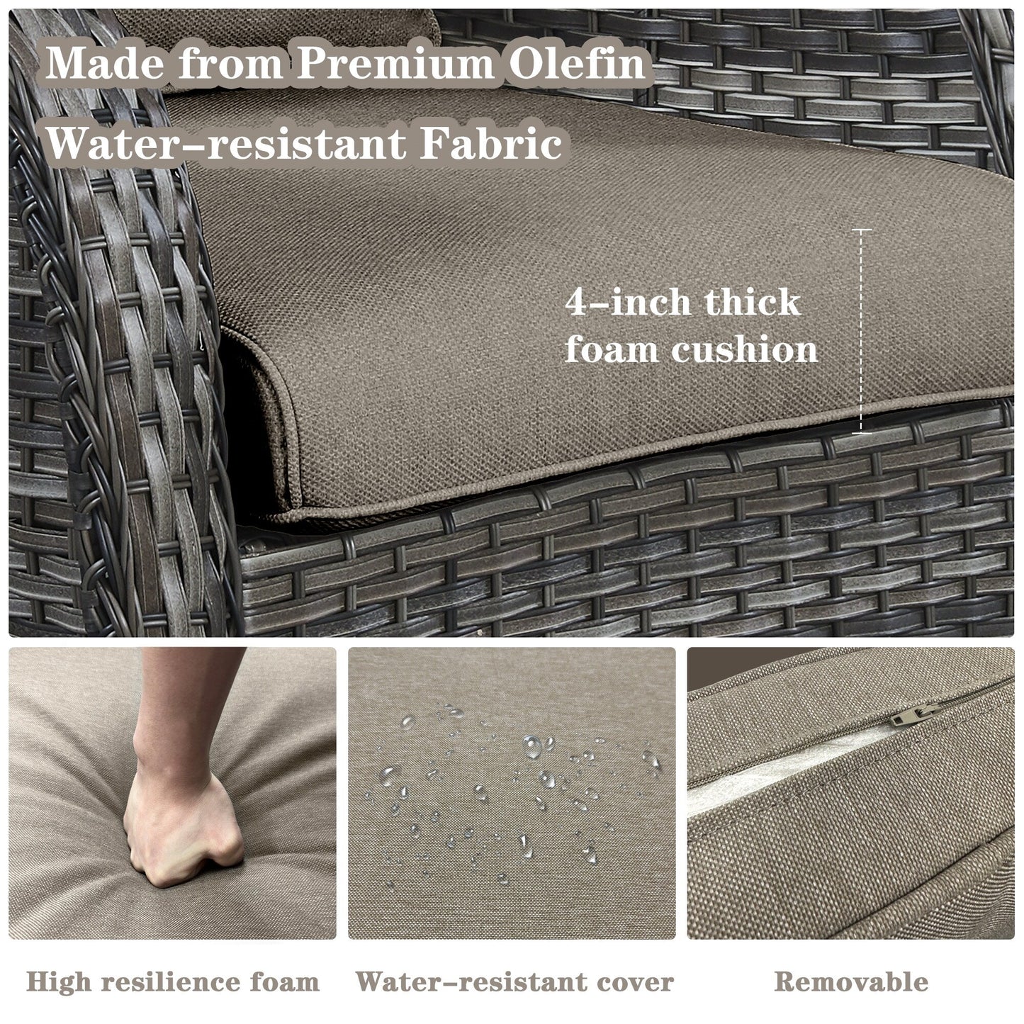 Gymojoy Chaise longue d'extérieur en osier avec base pivotante (lot de 2)