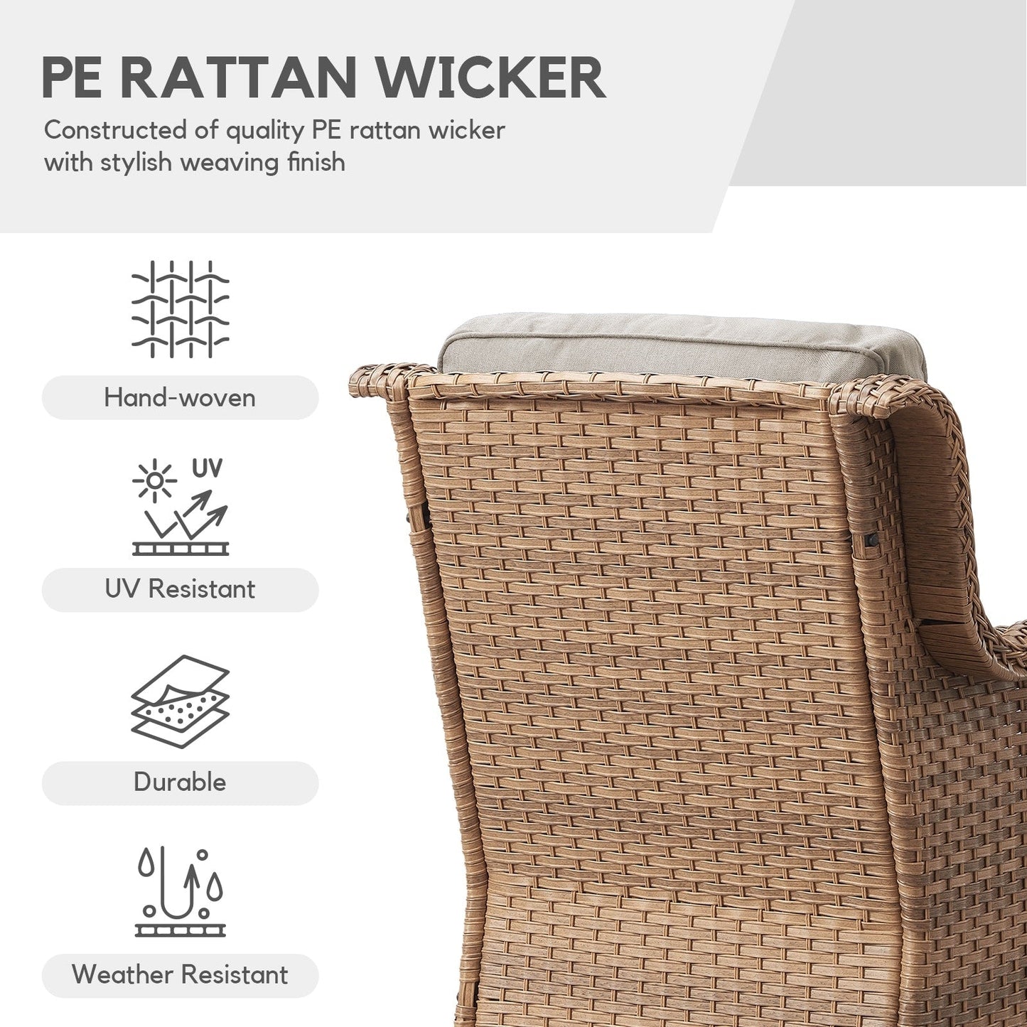 Gymojoy Chaise longue d'extérieur en osier avec base pivotante (lot de 2)