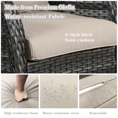 Gymojoy Chaise longue d'extérieur en osier avec base pivotante (lot de 2)