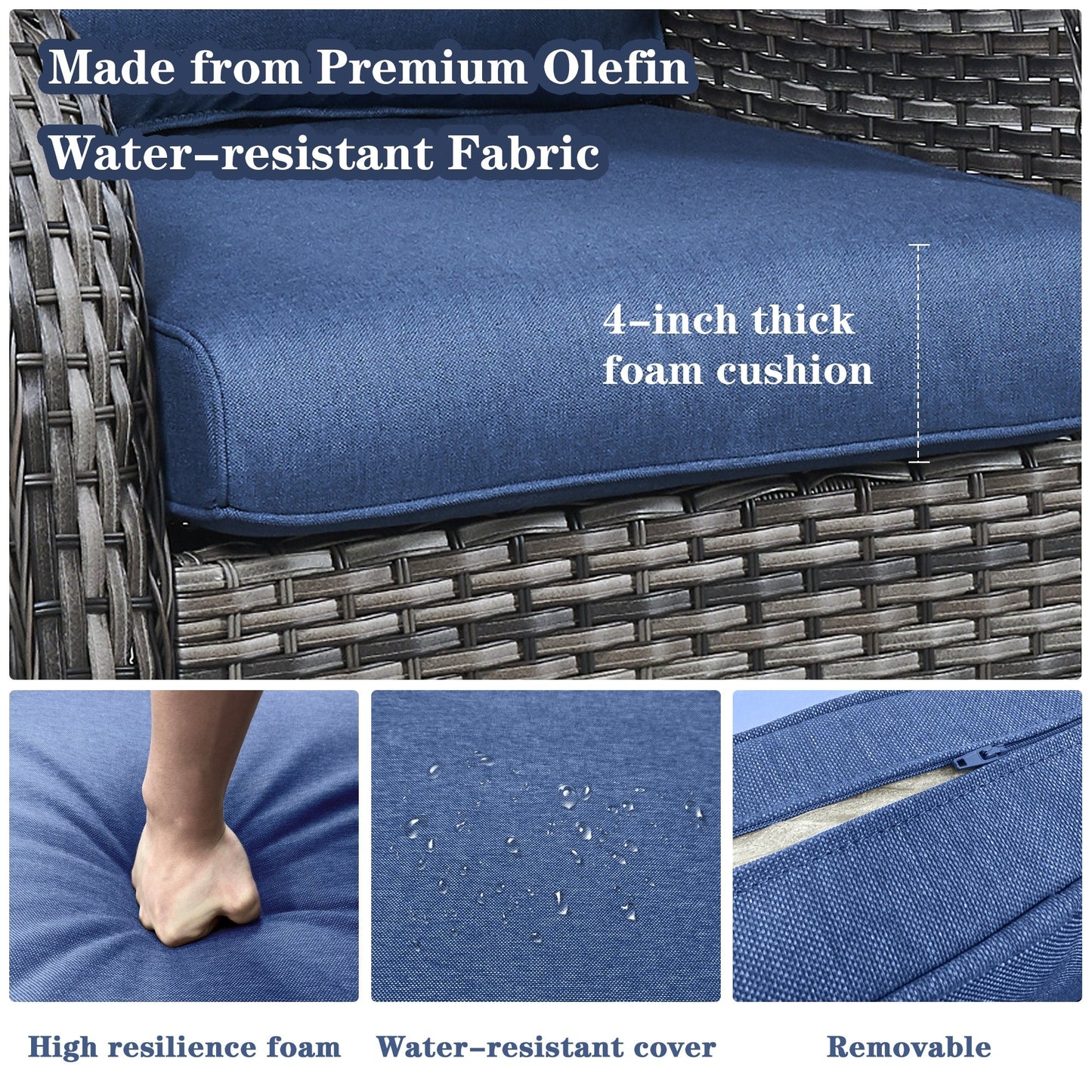 Gymojoy Chaise longue d'extérieur en osier avec base pivotante (lot de 2)