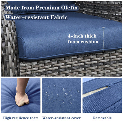 Gymojoy Chaise longue d'extérieur en osier avec base pivotante (lot de 2)