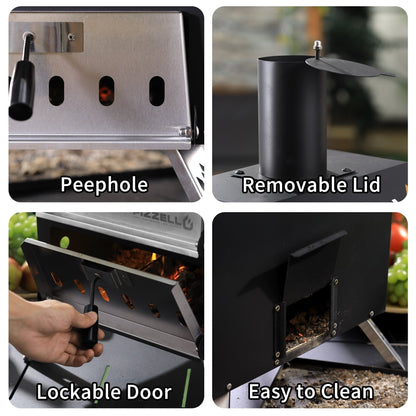 Four à pizza extérieur à bois, appareil à pizza 2 couches, grill à pizza extérieur pour fêtes de jardin - 30 cm (12 pouces)