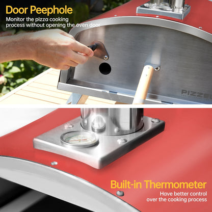 Four à pizza extérieur à bois, four à pizza portable avec pelle à pizza, sac de transport - 16 pouces