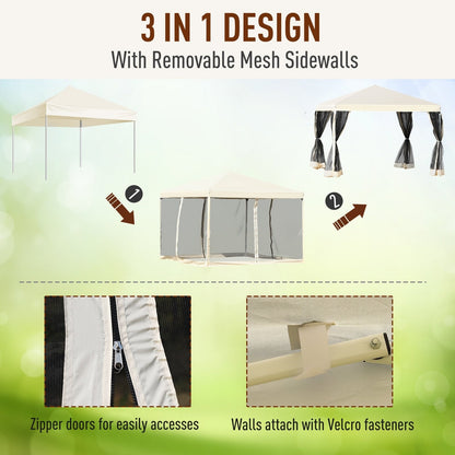 Outsunny Tente Pop-up de 3m x 3m avec parois latérales en filet amovibles, conception facile à installer, pour événements et fêtes en plein air