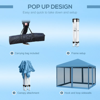 Outsunny Tente Pop-up de 3m x 3m avec parois latérales en filet amovibles, conception facile à installer, pour événements et fêtes en plein air