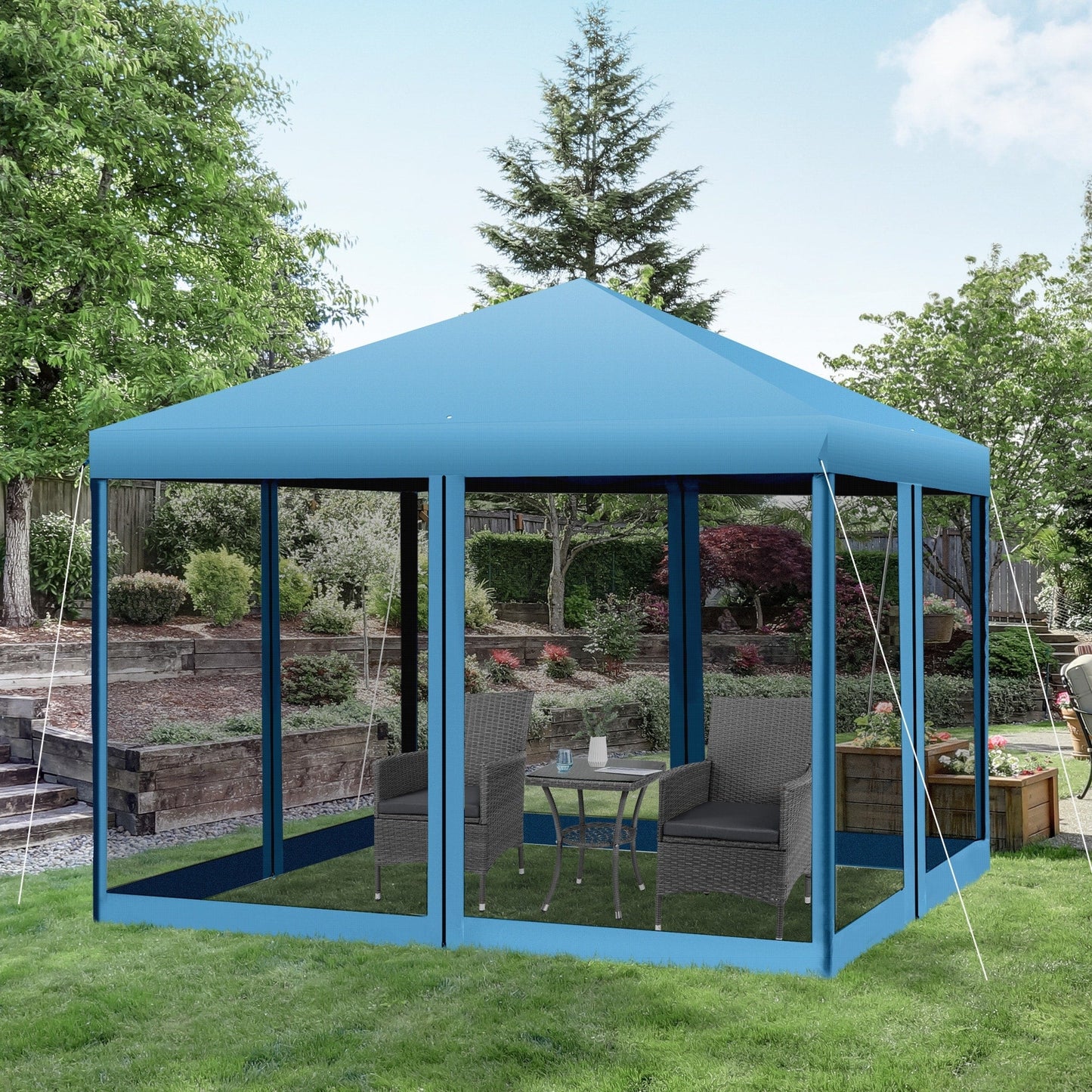 Outsunny Tente Pop-up de 3m x 3m avec parois latérales en filet amovibles, conception facile à installer, pour événements et fêtes en plein air