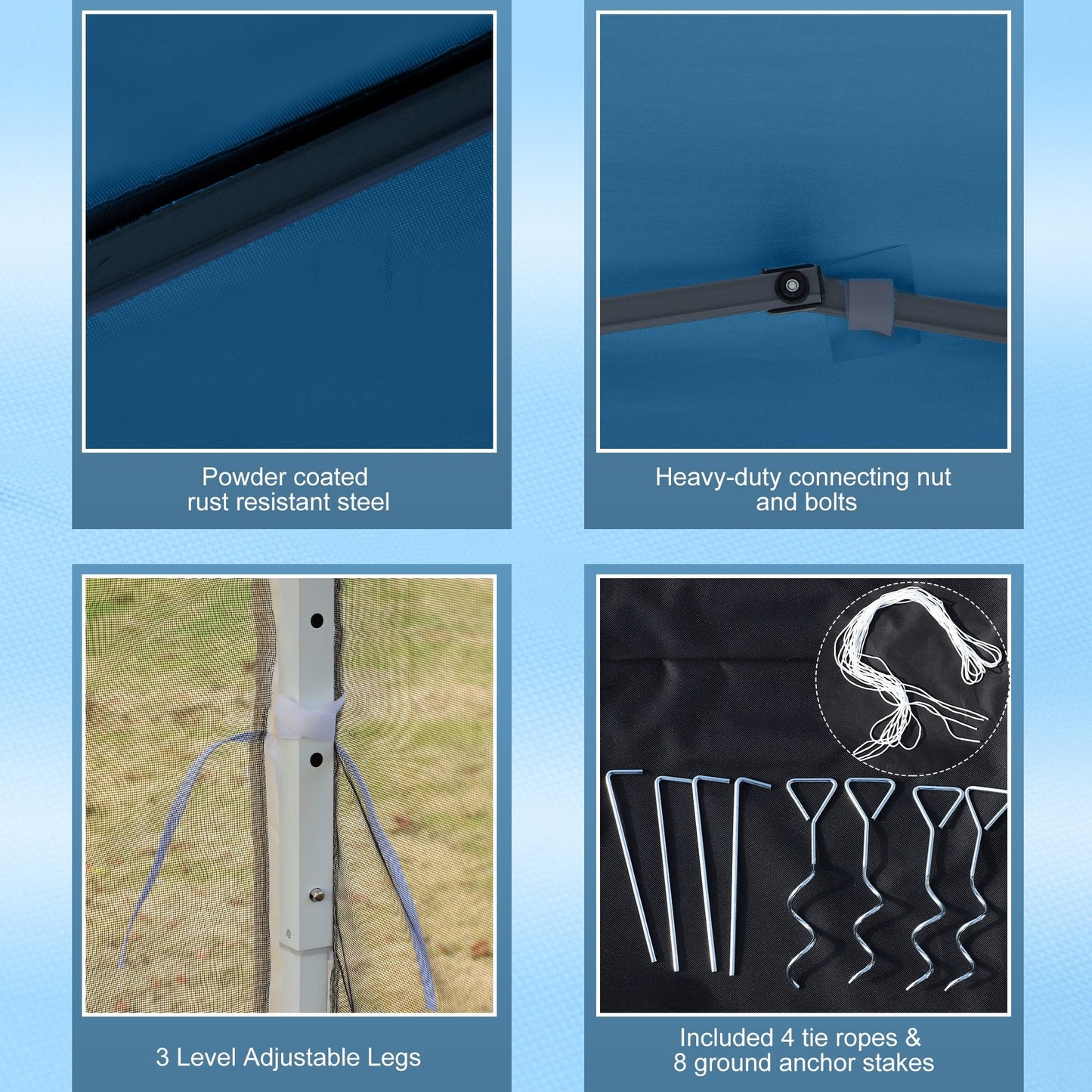 Outsunny Tente Pop-up de 3m x 3m avec parois latérales en filet amovibles, conception facile à installer, pour événements et fêtes en plein air