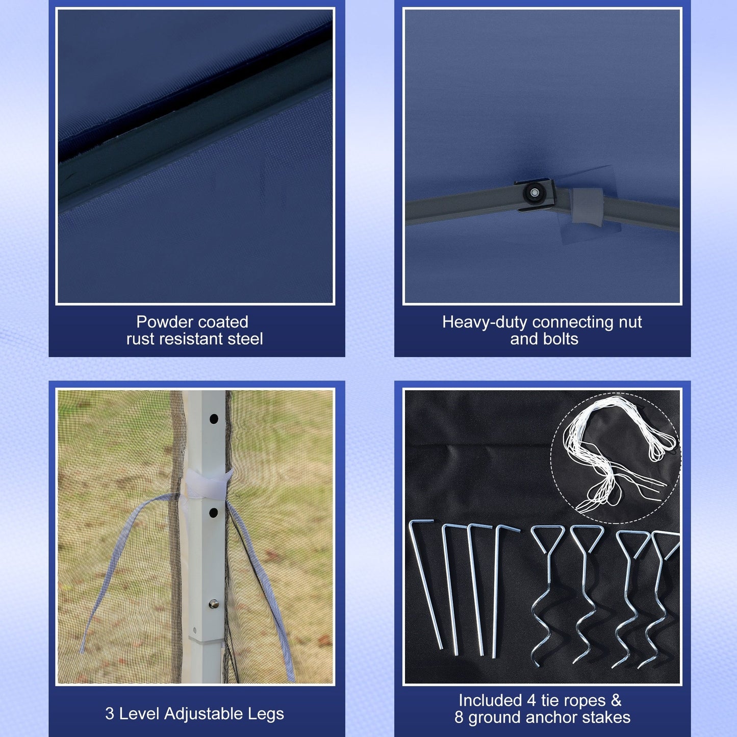 Outsunny Tente Pop-up de 3m x 3m avec parois latérales en filet amovibles, conception facile à installer, pour événements et fêtes en plein air