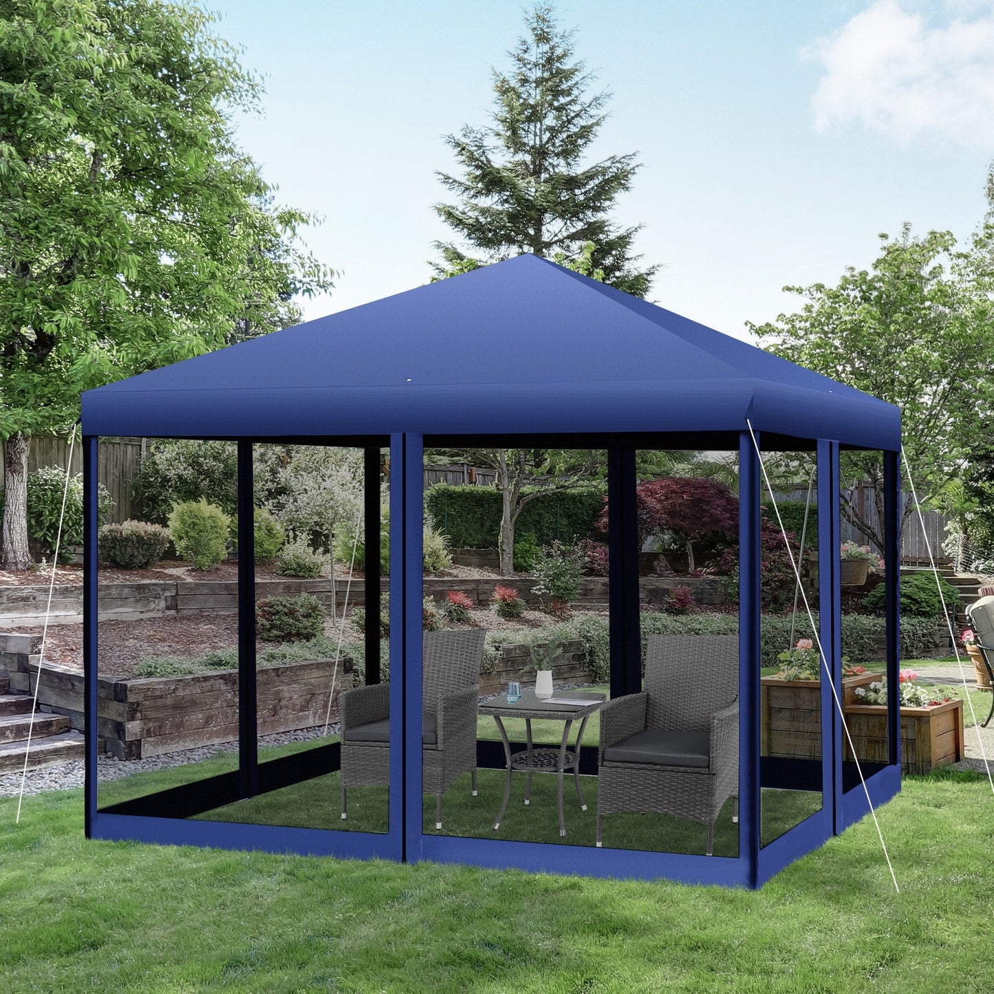 Outsunny Tente Pop-up de 3m x 3m avec parois latérales en filet amovibles, conception facile à installer, pour événements et fêtes en plein air