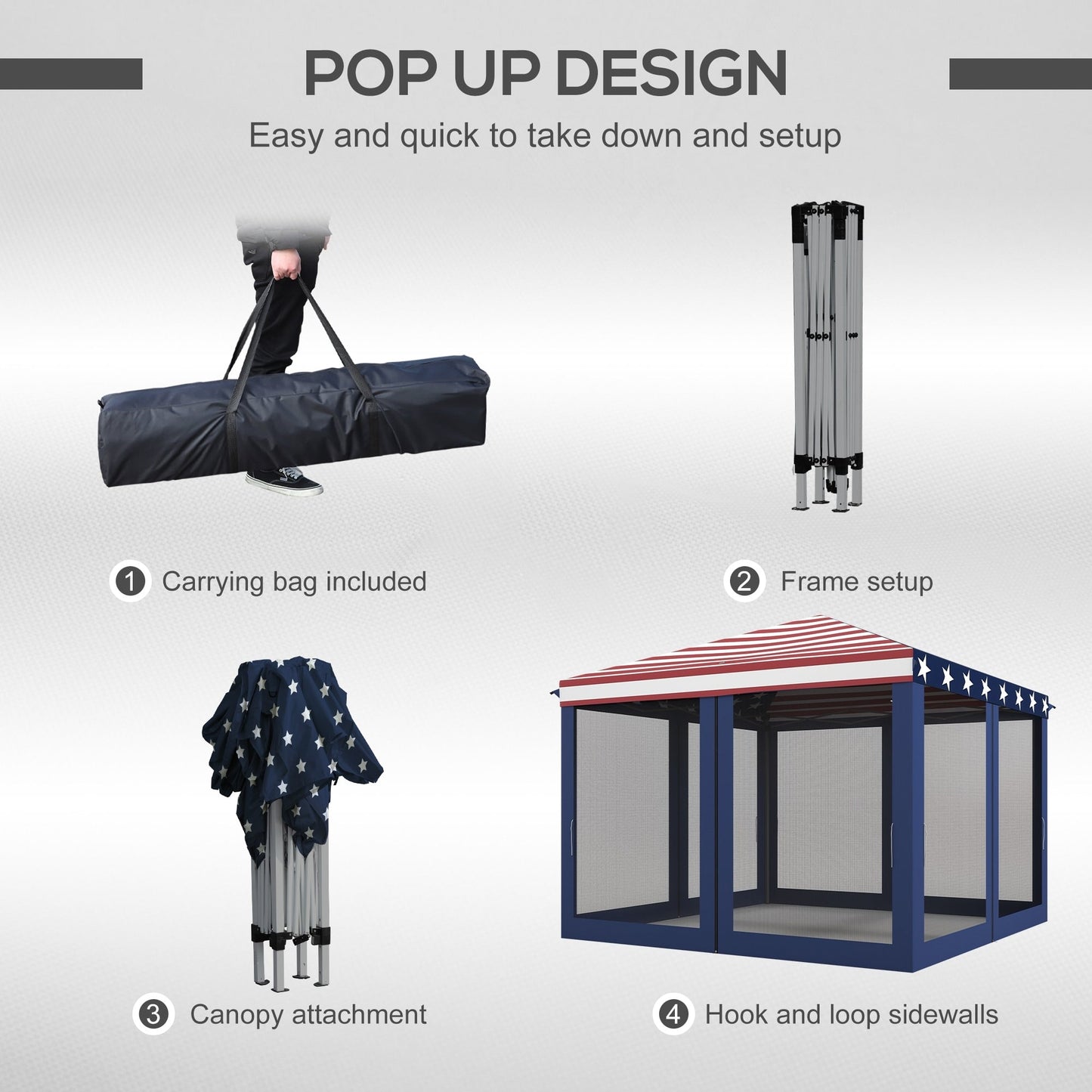 Outsunny Tente Pop-up de 3m x 3m avec parois latérales en filet amovibles, conception facile à installer, pour événements et fêtes en plein air