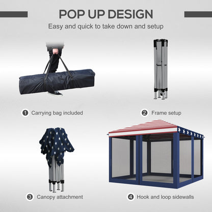 Outsunny Tente Pop-up de 3m x 3m avec parois latérales en filet amovibles, conception facile à installer, pour événements et fêtes en plein air