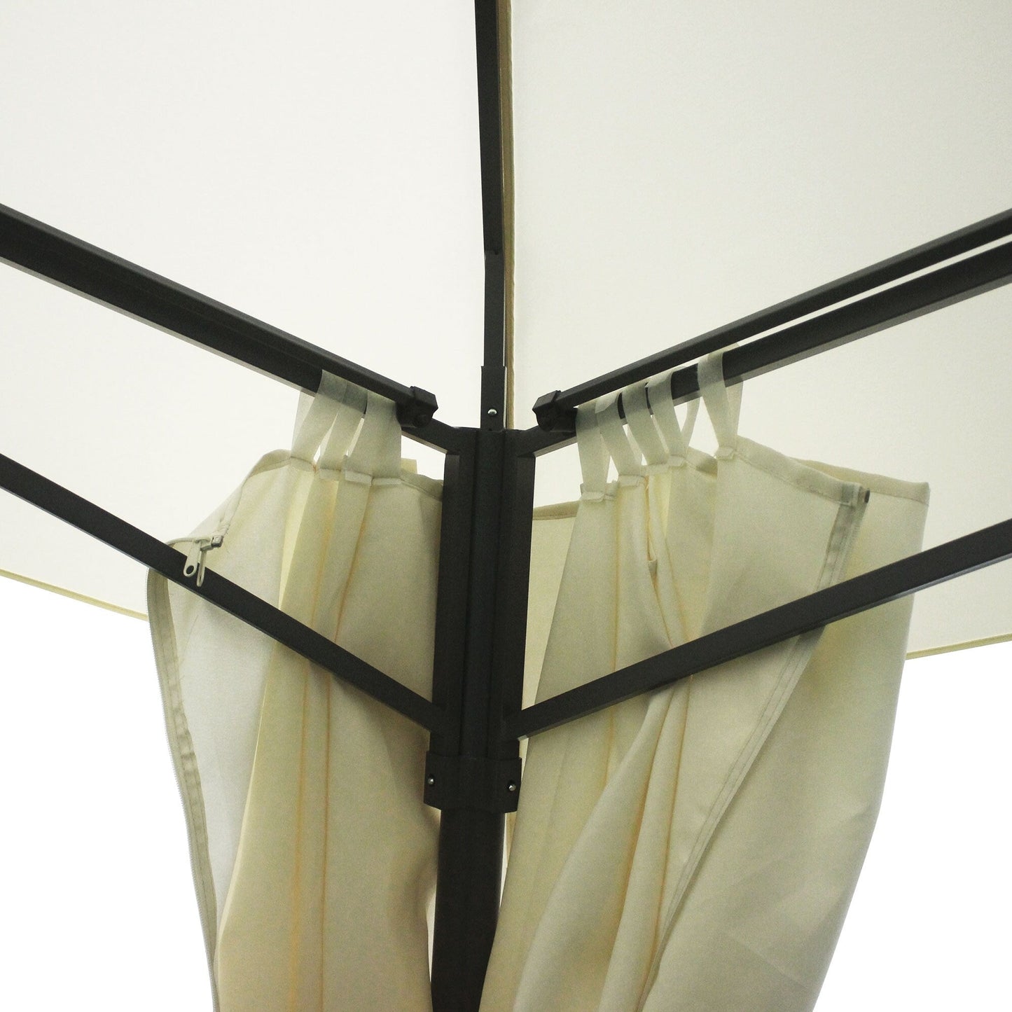 Outsunny Gazebo de Patio 3 x 4 m, Abri Extérieur avec Panneaux Lateraux, Toit Doublement Ventilé, Structure en Acier