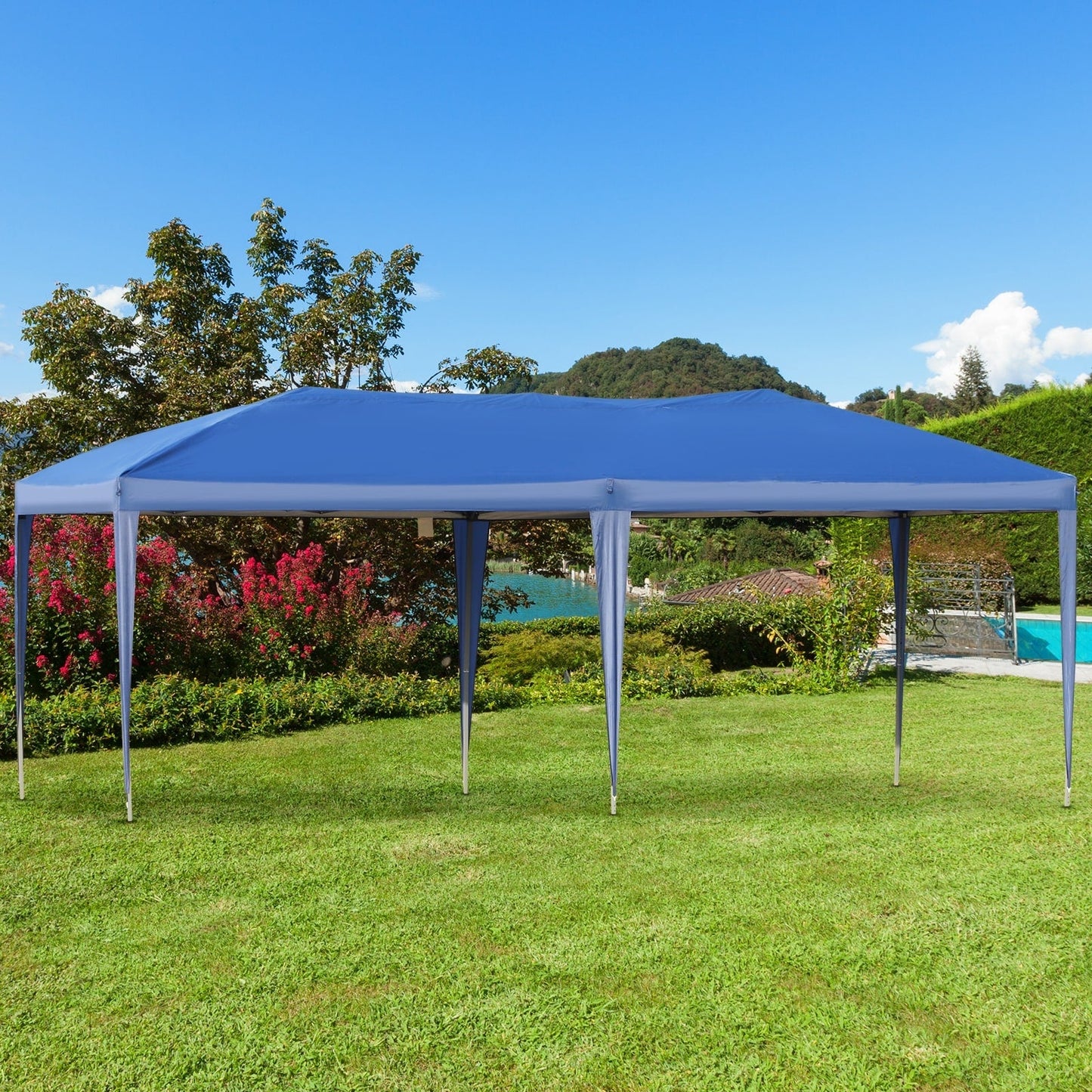 Caravane Pop-up Outsunny ultra-résistante avec cadre robuste, toit pare-UV et sac de transport pour patio, jardin, plage, cour arrière