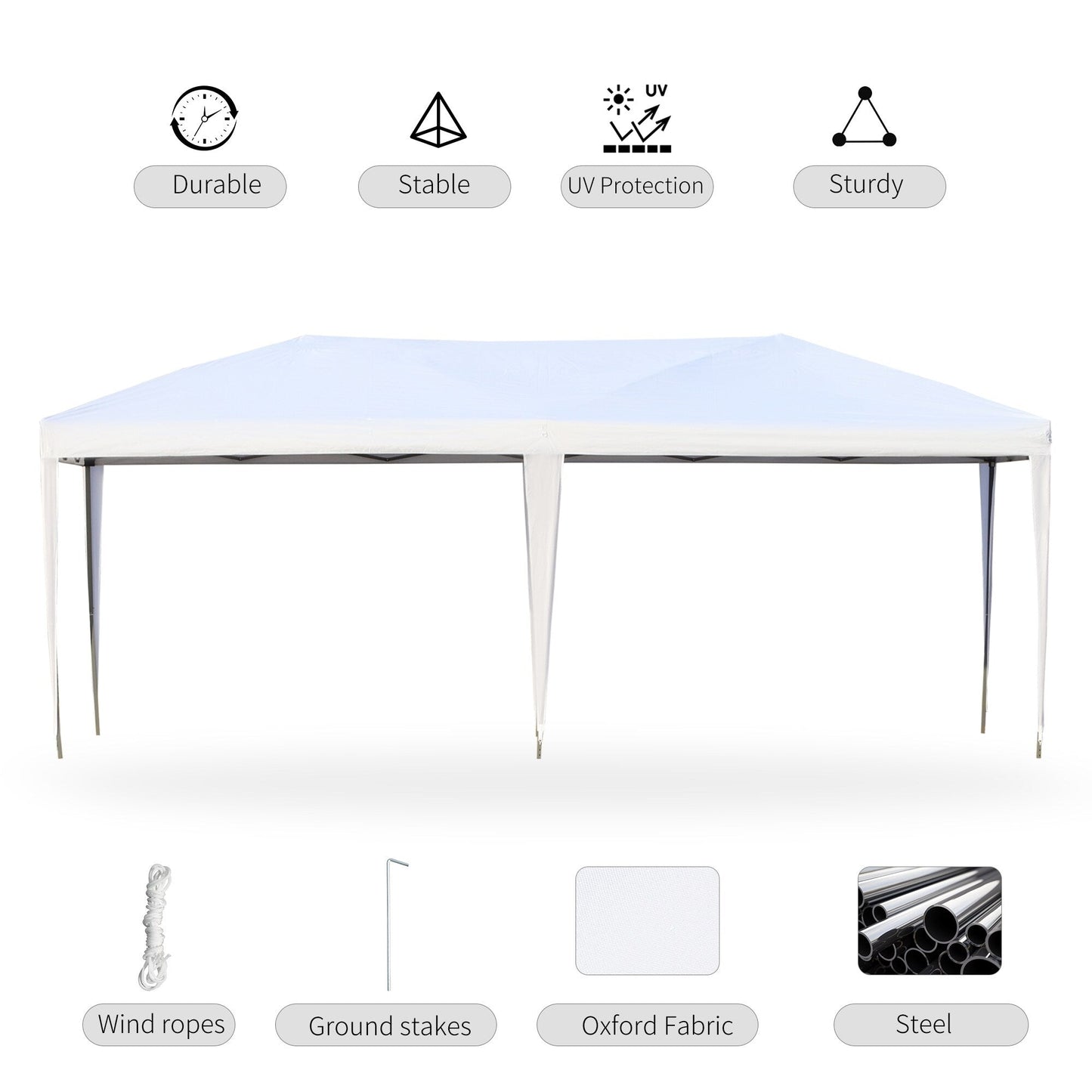 Caravane Pop-up Outsunny ultra-résistante avec cadre robuste, toit pare-UV et sac de transport pour patio, jardin, plage, cour arrière