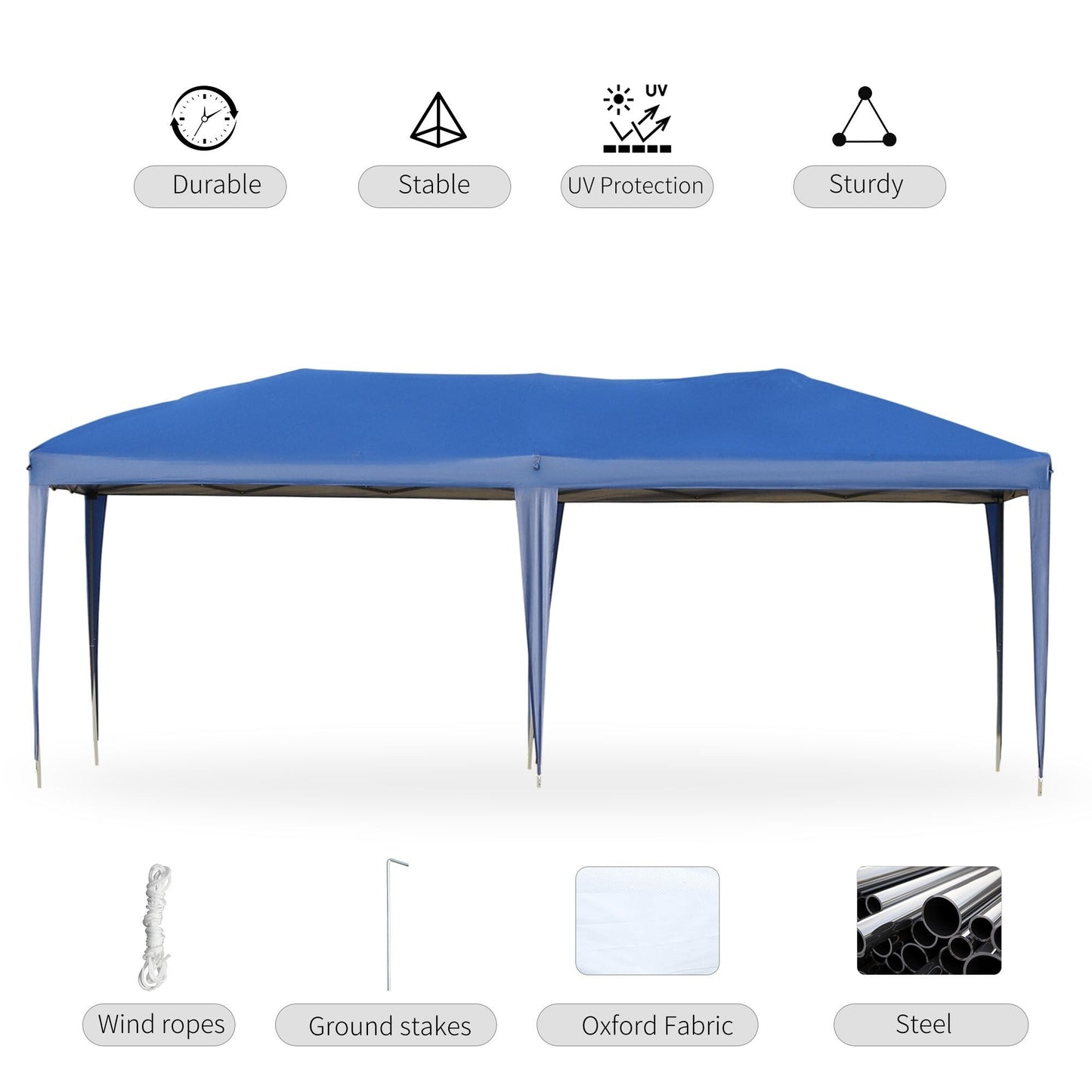 Caravane Pop-up Outsunny ultra-résistante avec cadre robuste, toit pare-UV et sac de transport pour patio, jardin, plage, cour arrière