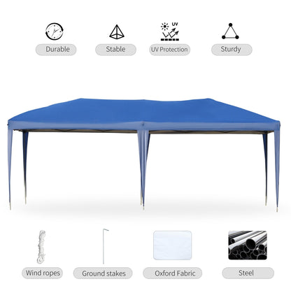 Caravane Pop-up Outsunny ultra-résistante avec cadre robuste, toit pare-UV et sac de transport pour patio, jardin, plage, cour arrière