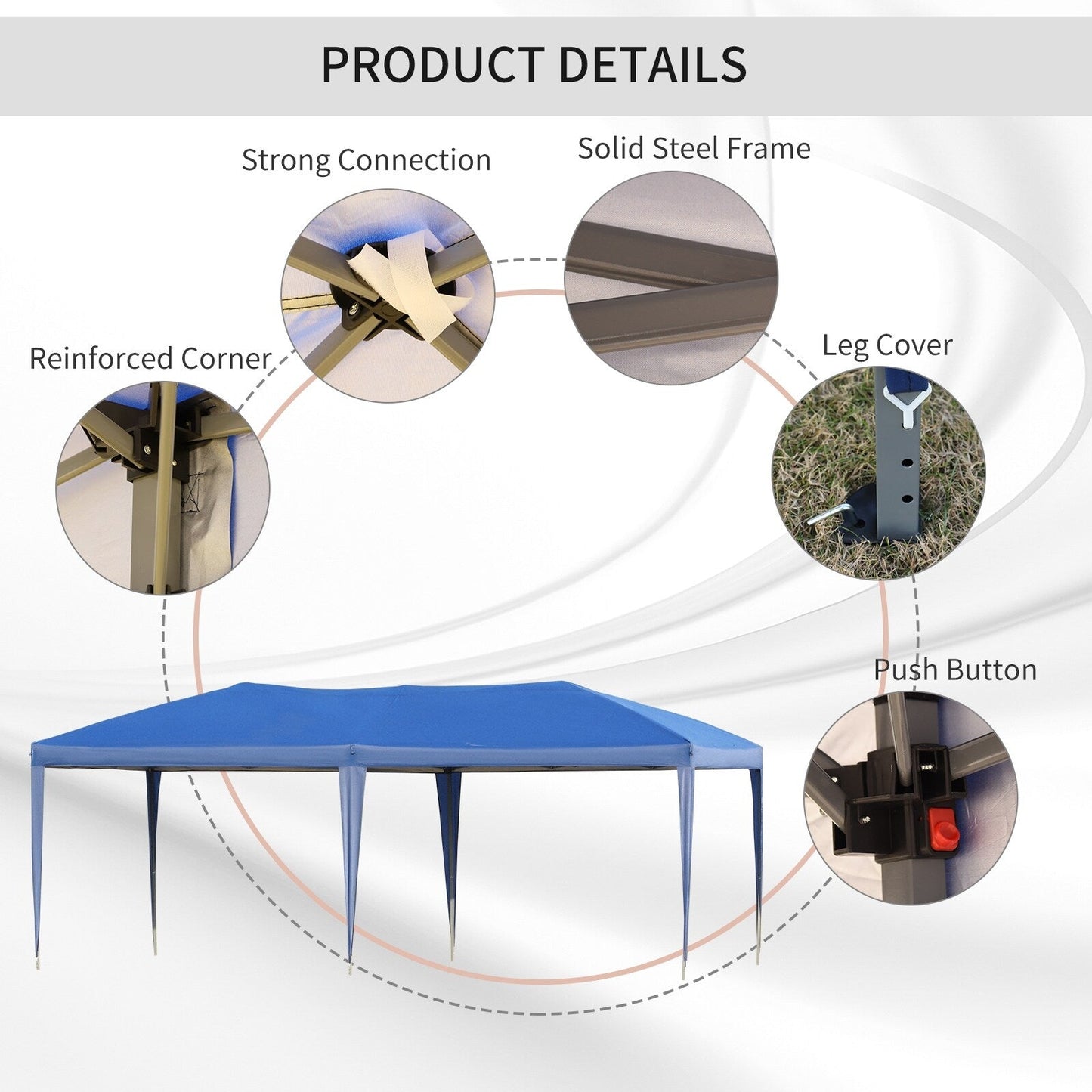 Caravane Pop-up Outsunny ultra-résistante avec cadre robuste, toit pare-UV et sac de transport pour patio, jardin, plage, cour arrière