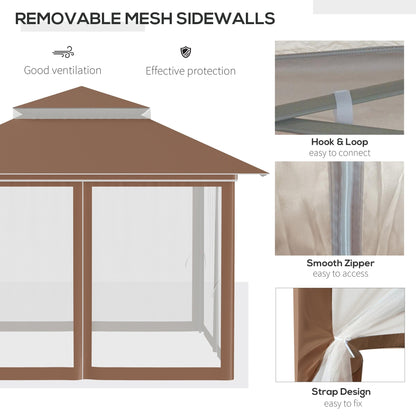 Outsunny Tente Pop-up Instant Canopy 3,6 m x 3,6 m, avec Pare-soleil, pliable, avec moustiquaire latérale en maille, hauteur réglable sur 3 niveaux
